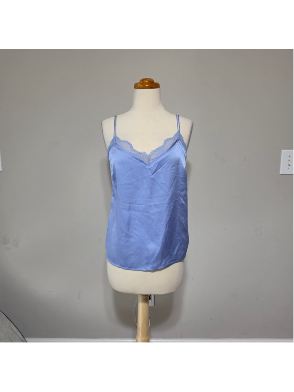 Abercrombie & Fitch Satin Lace Trim Cami Top Periwinkle Blue Size S